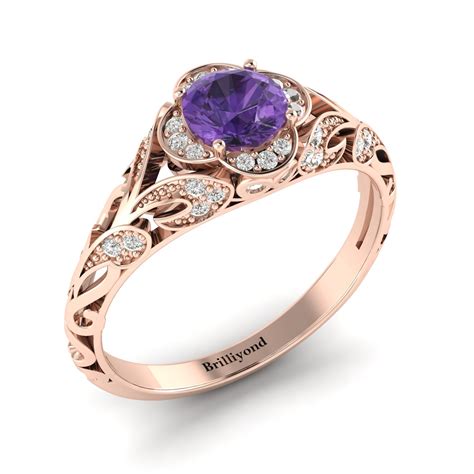amethyst engagement ring rose gold